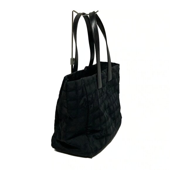 CHANEL New Travel Line Tote MM - Black Nylon Jacquard Leather Tote Bag - Picture 2 of 10